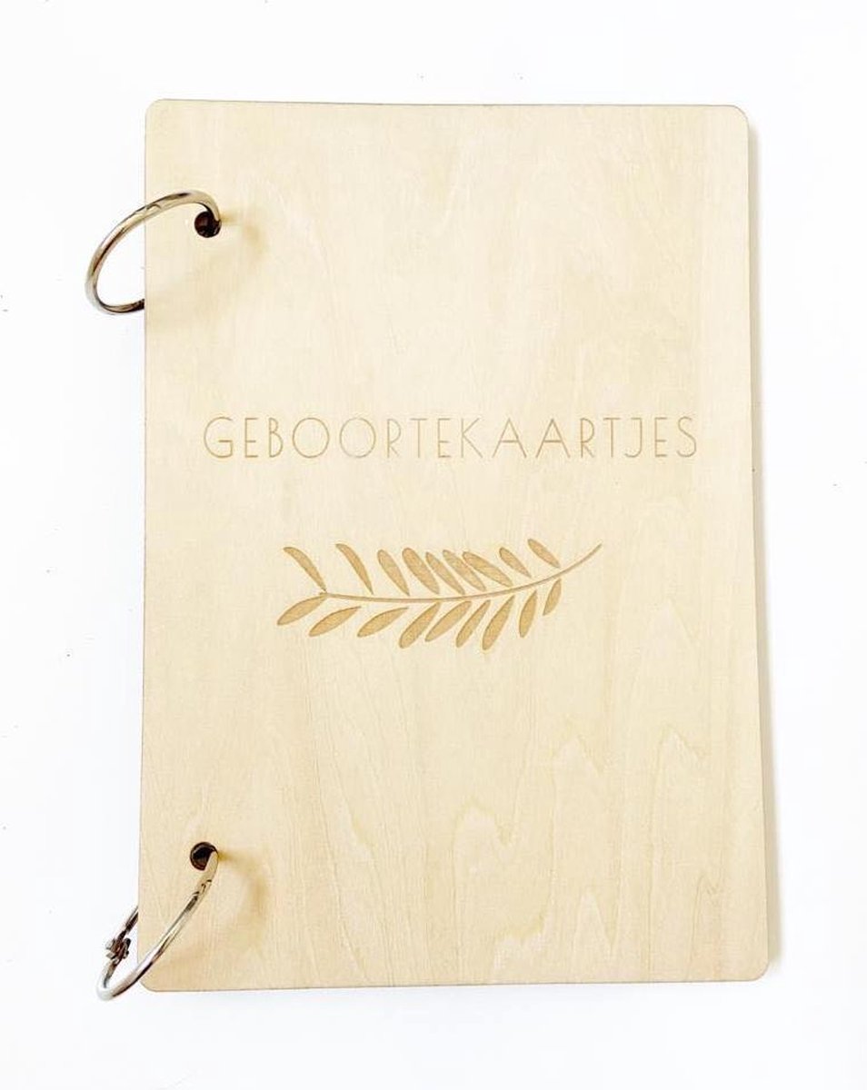 HOUTEN GEBOORTEKAARTJES BEWAARBUNDEL | BUNDELBOEKJE | HOUT | OLIVE |  